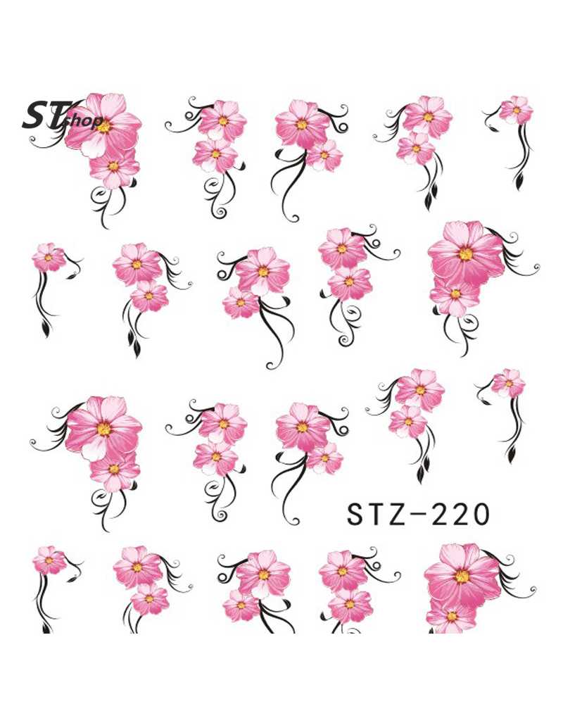 Pink Flower Stylish Nail Stickers