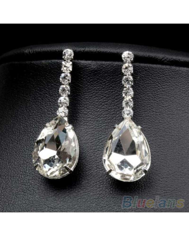 Elegant Rhinestone Crystal Pendant With Earrings