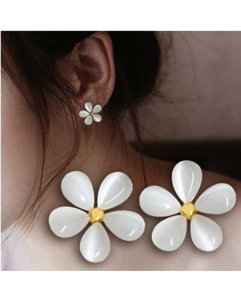Pure Opal White Flower Lovely Earrings