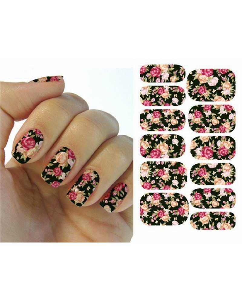 Black Flower Nail Stickers