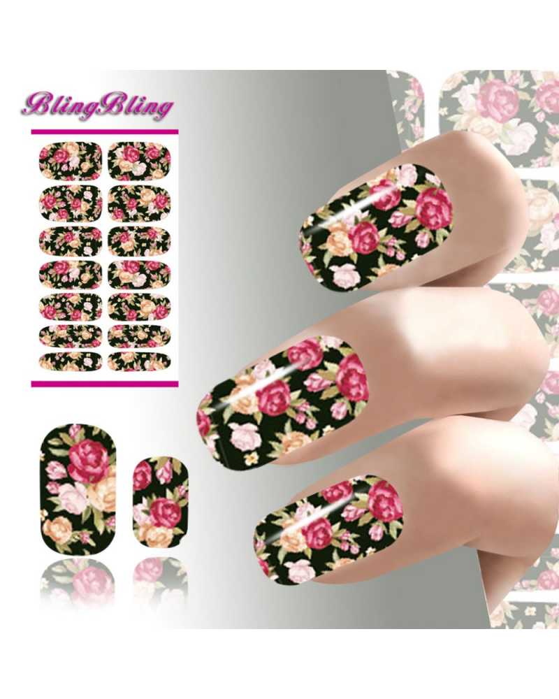 Black Flower Nail Stickers