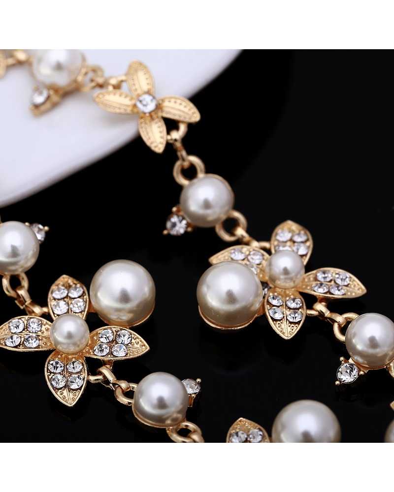Gold Plated Crystal Pearl Necklace
