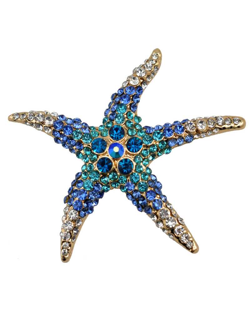 Blue Crystal Starfish Brooche