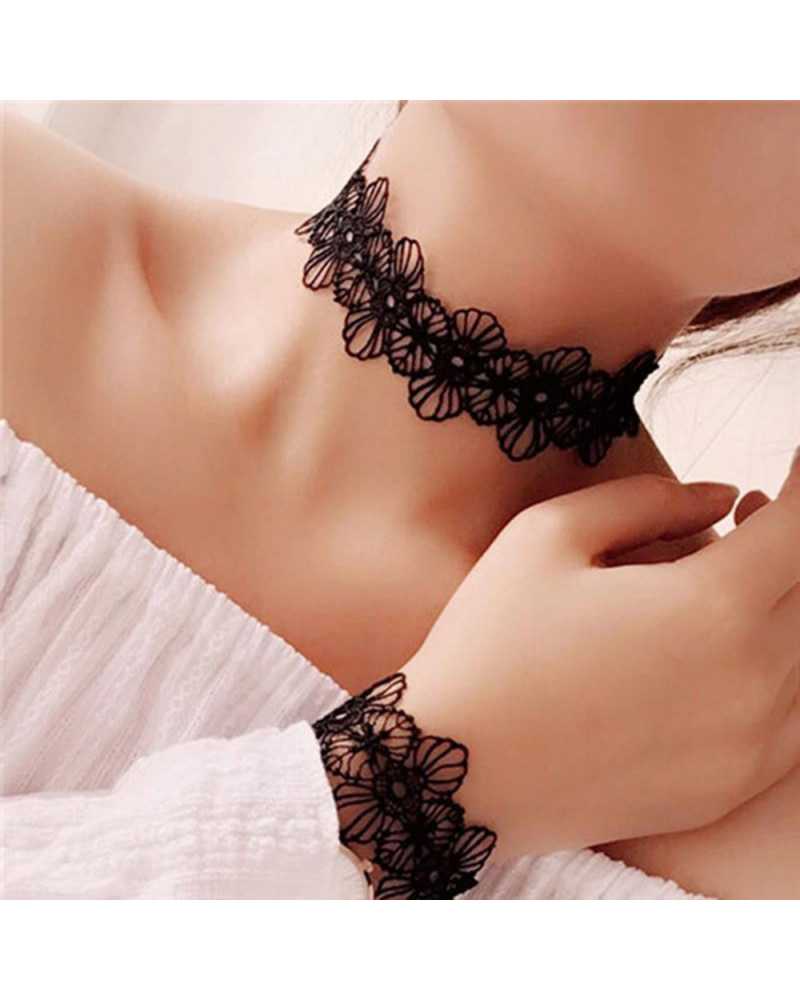 Black Lace Flower Neck Wear