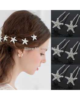 Starfish Rhinestone Hair Pins
