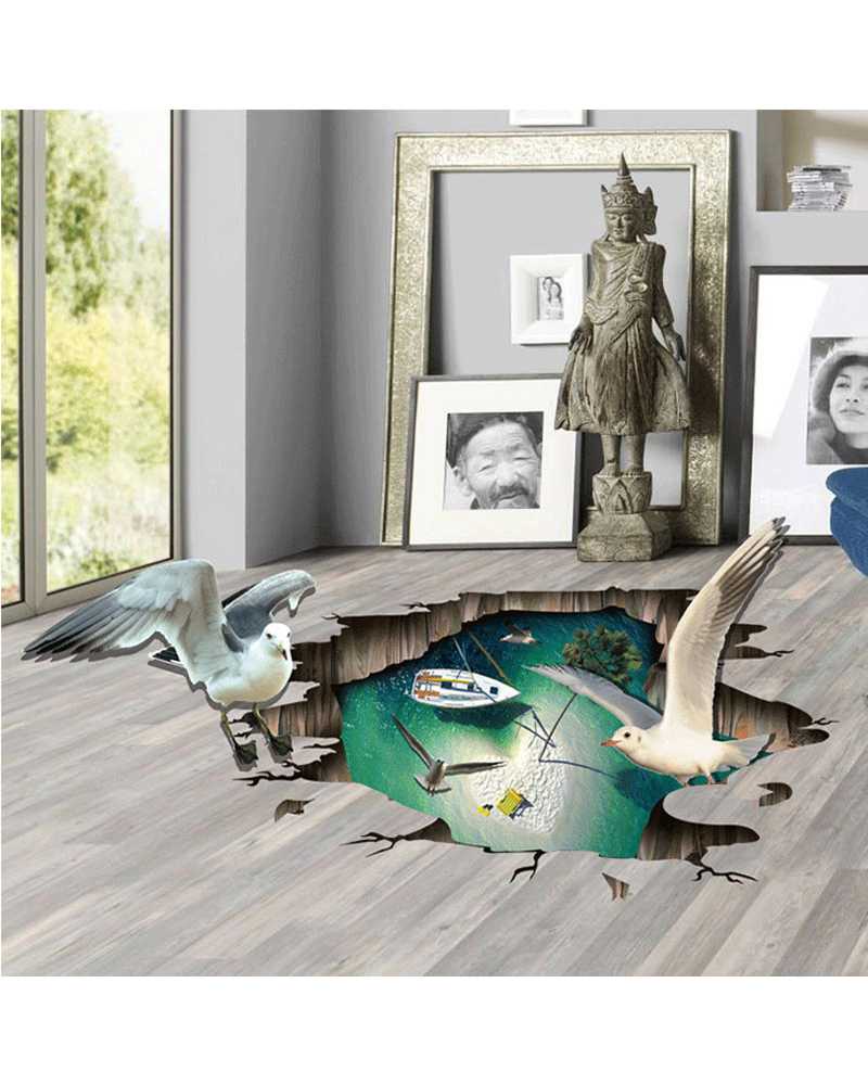 3D Bird Theme Floor Stickers