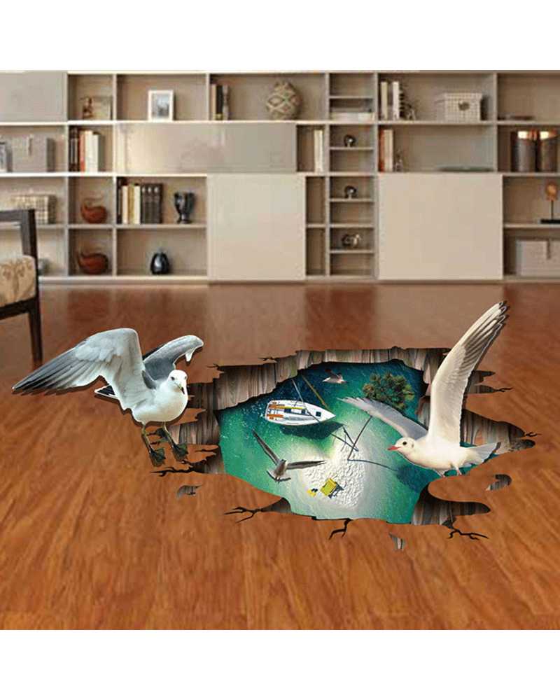 3D Bird Theme Floor Stickers
