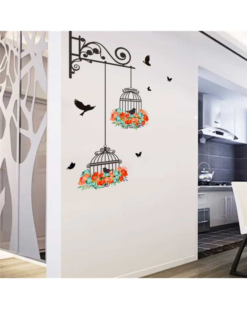 Bird In Cage Wall Stickers