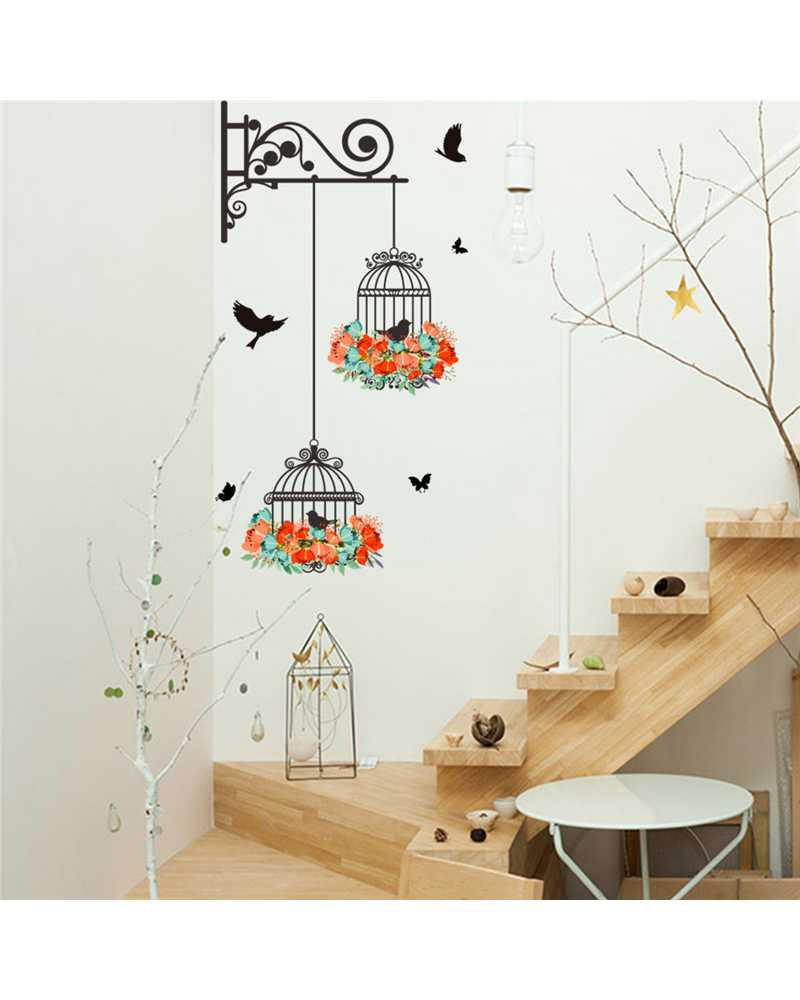 Bird In Cage Wall Stickers