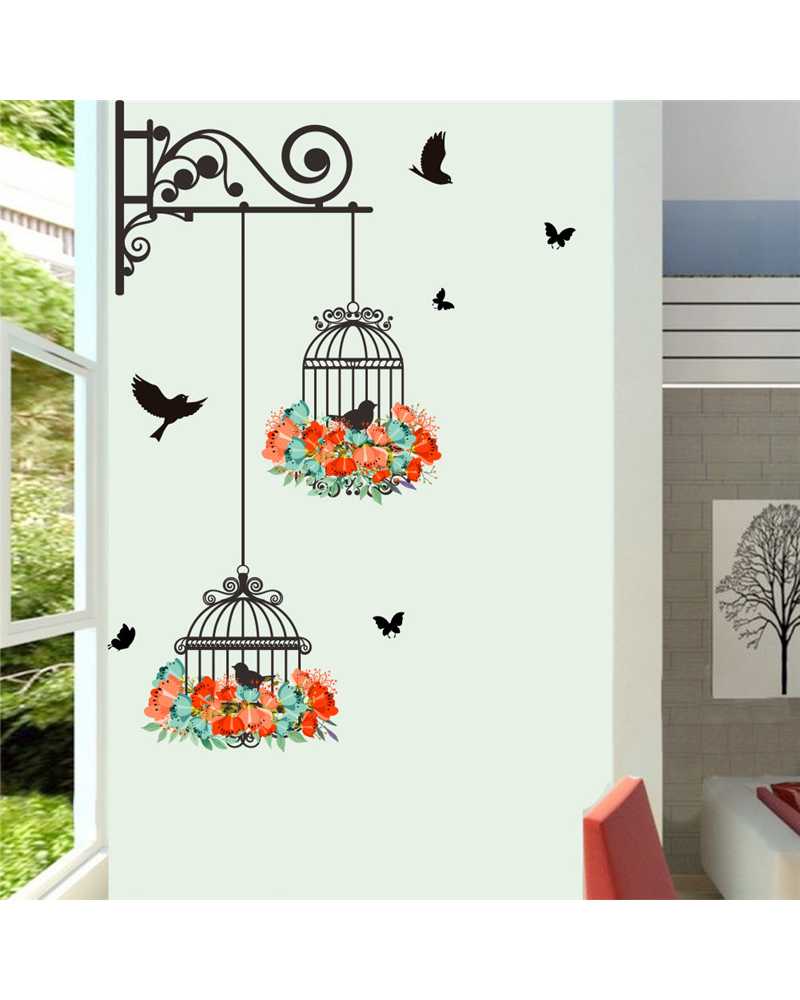 Bird In Cage Wall Stickers