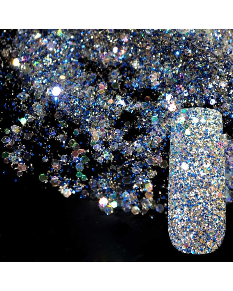 Blue And White Nail Glitter Powder