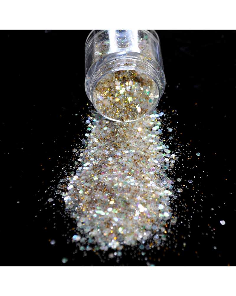 Transparent Gold And White Nail Glitter Powder