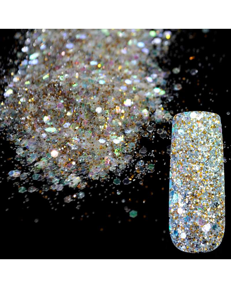 Transparent Gold And White Nail Glitter Powder