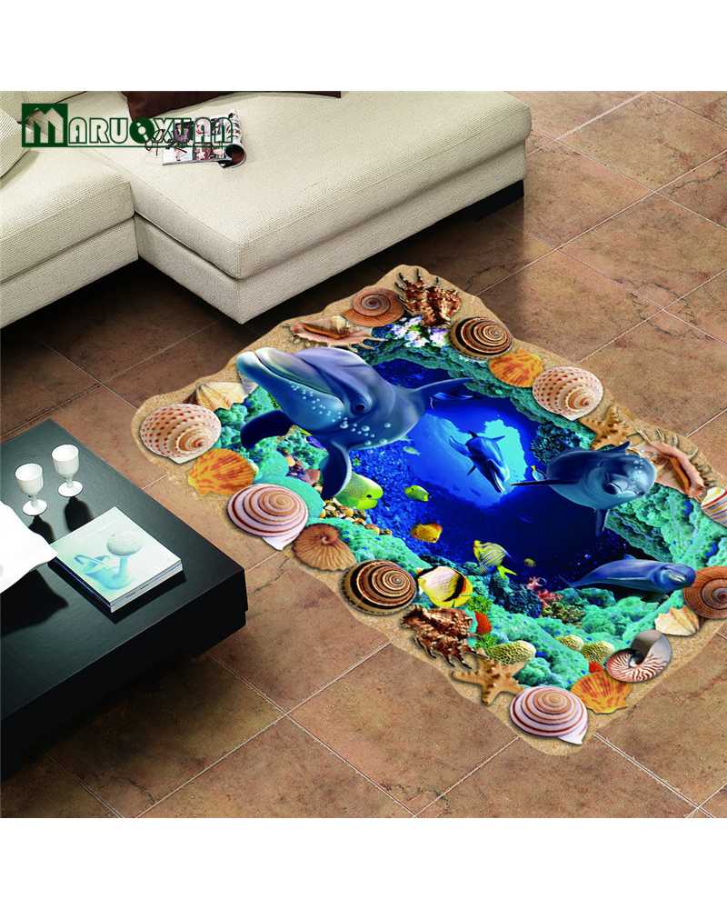 3D Dolphin Undersea Floor Sticker