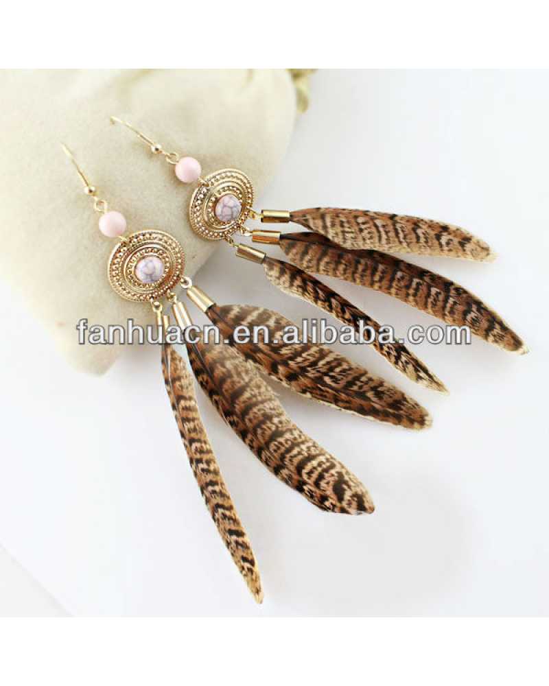 Vintage Feather Long Exotic Earrings