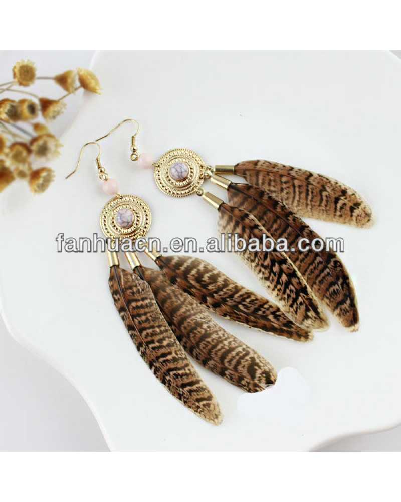 Vintage Feather Long Exotic Earrings