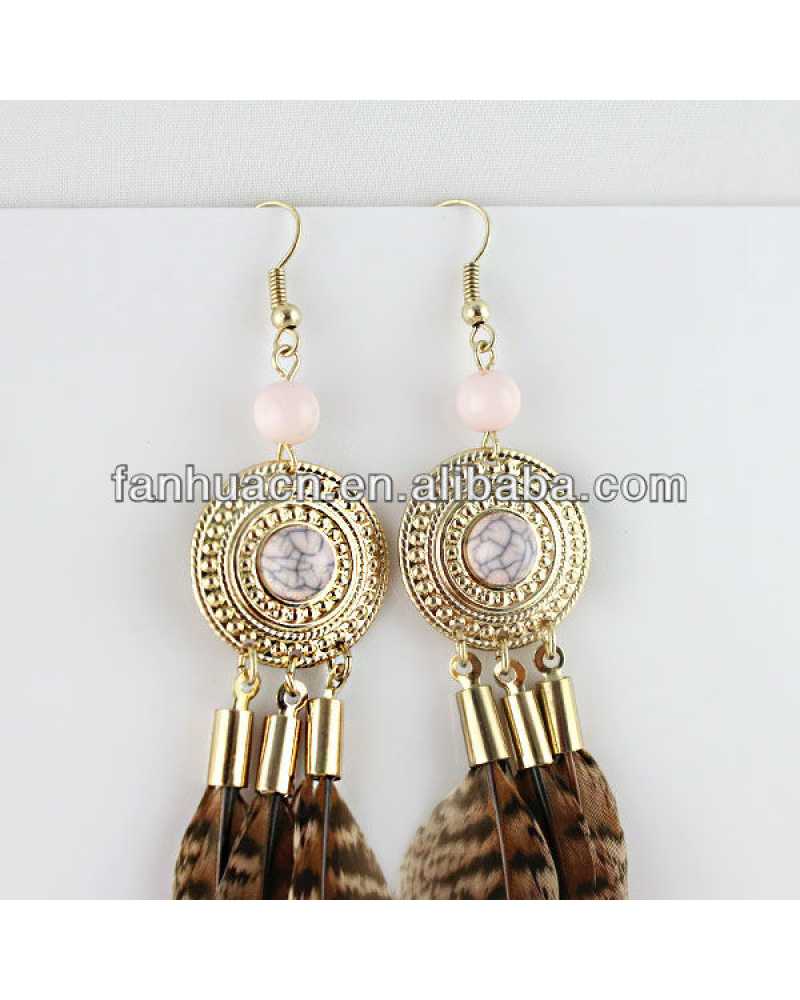 Vintage Feather Long Exotic Earrings