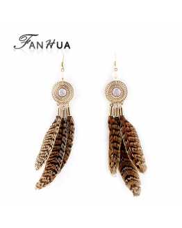Vintage Feather Long Exotic Earrings