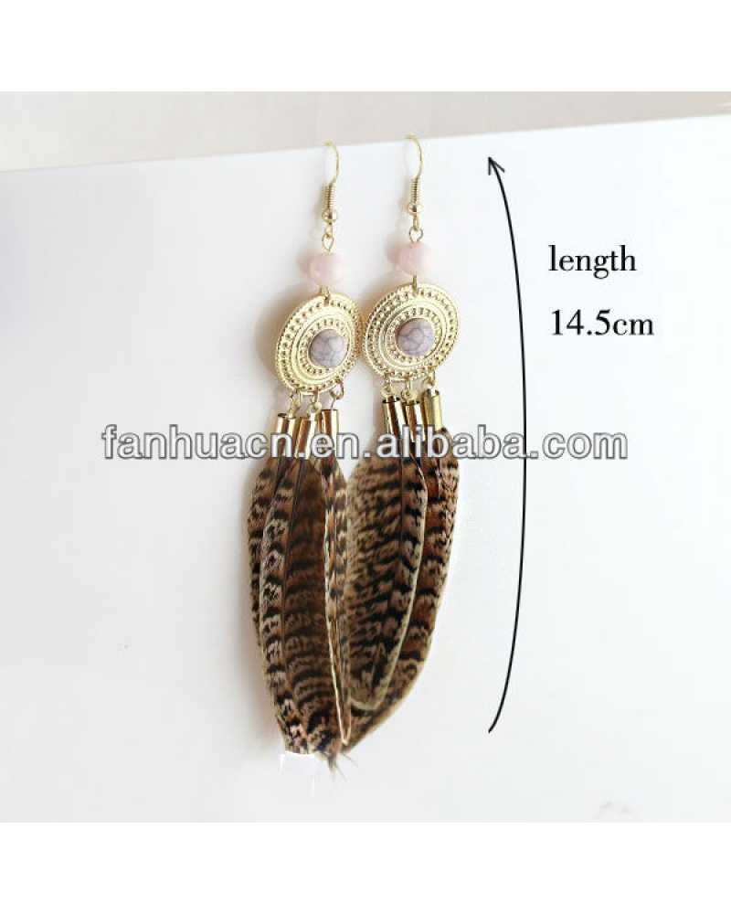 Vintage Feather Long Exotic Earrings