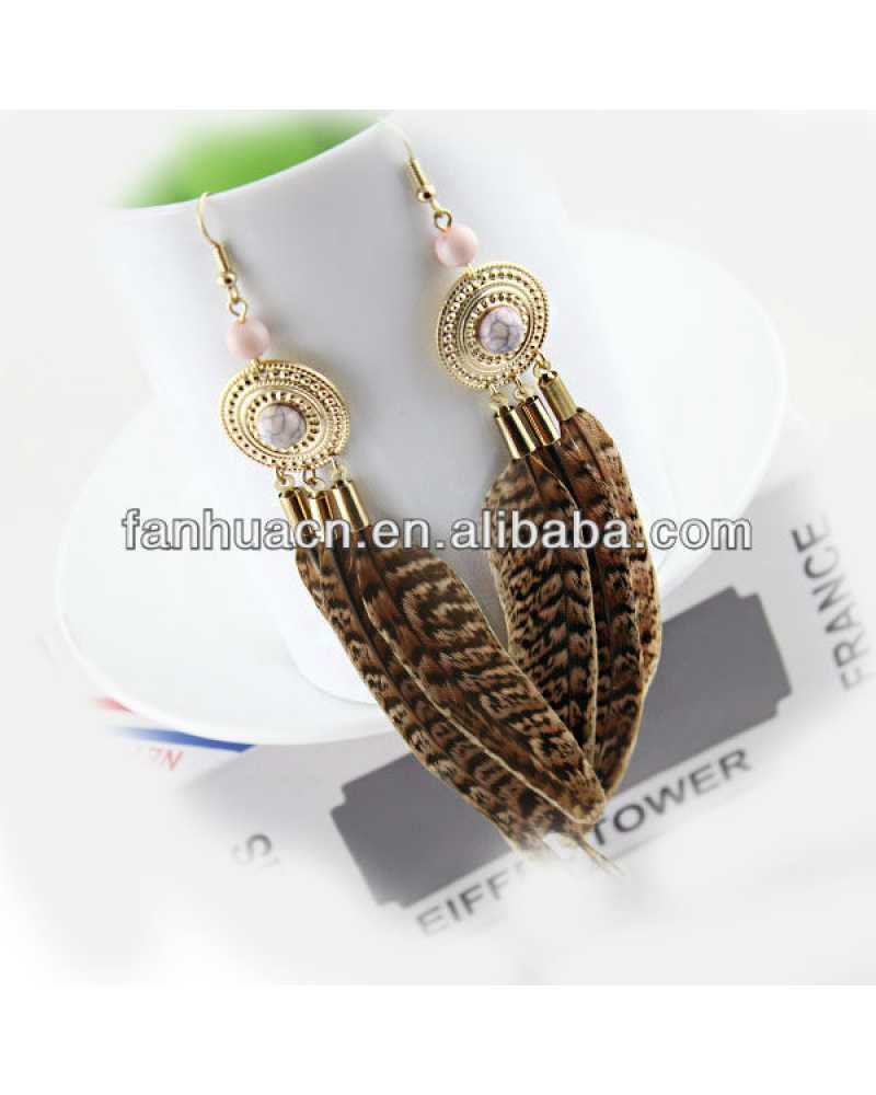 Vintage Feather Long Exotic Earrings