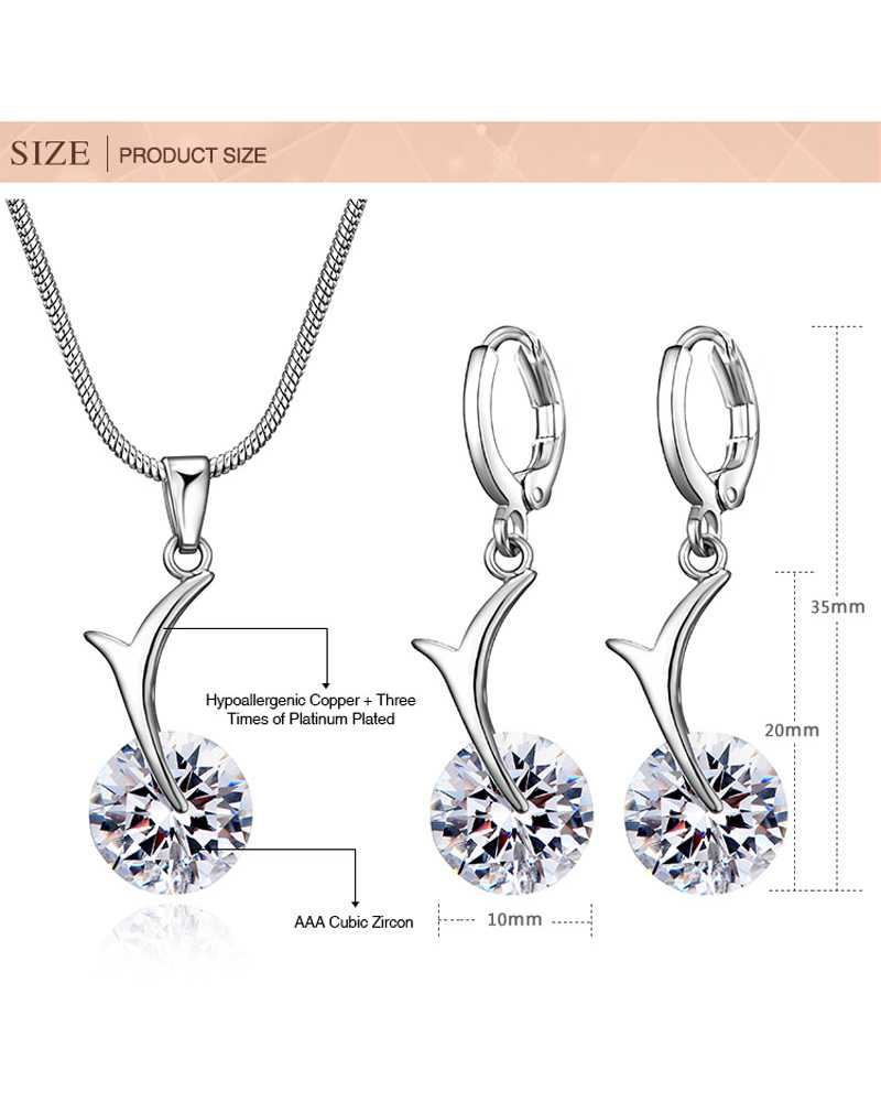 Clear Crystal Hoop Pendant With Earrings