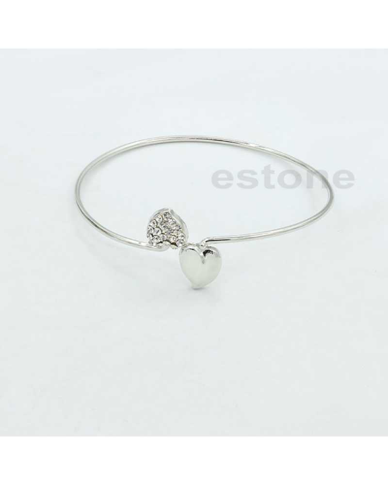 Fashionable Crystal Heart Silver Bracelet