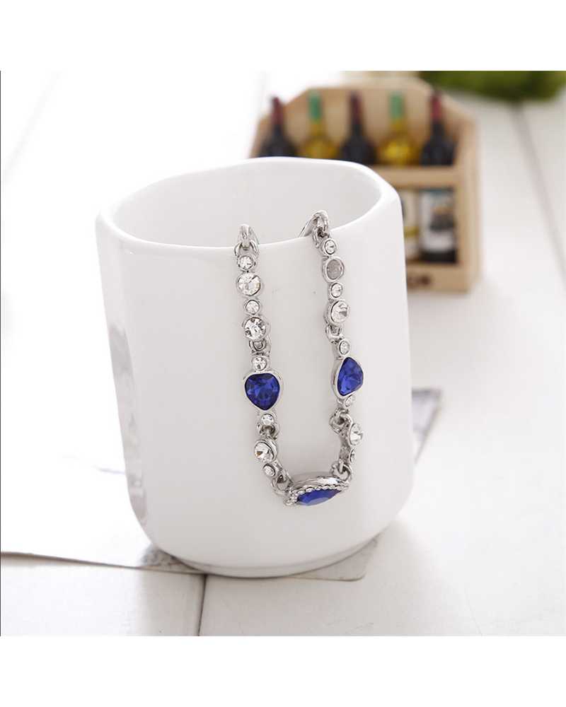 Blue Crystal Heart Bracelet