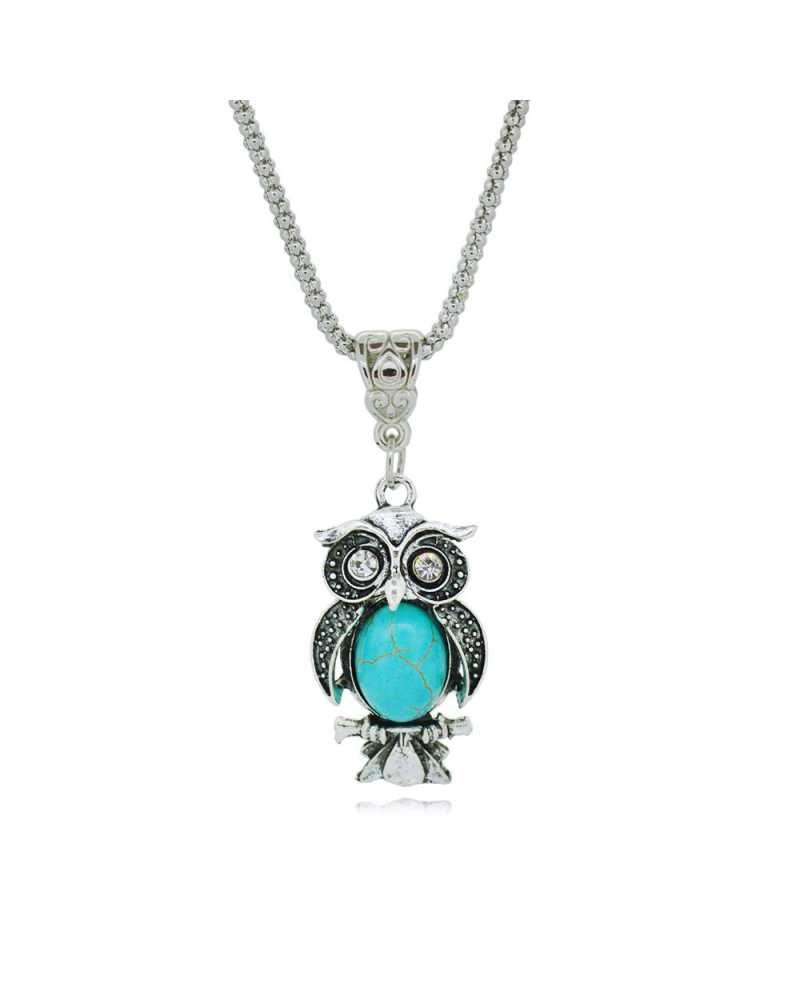 Vintage Owl Crystal Pendant With Earrings