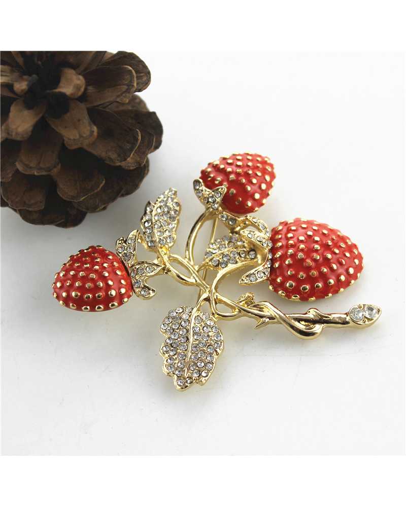 Crystal Strawberry Brooch