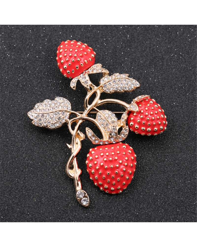 Crystal Strawberry Brooch