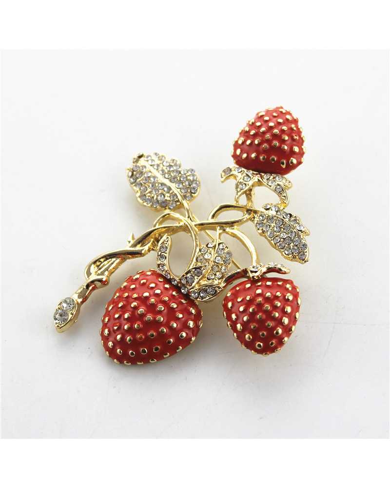 Crystal Strawberry Brooch