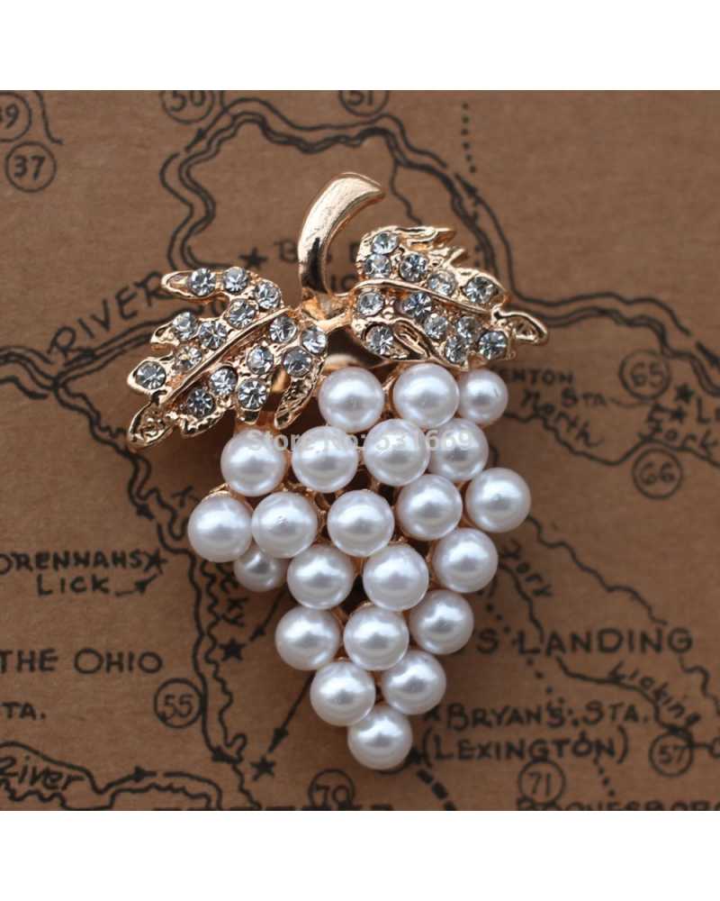 Crystal Pearl Grapes Brooches