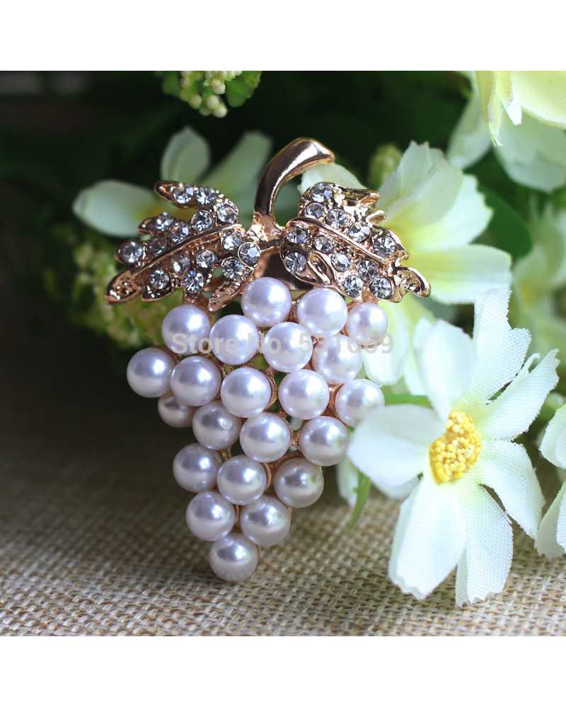 Crystal Pearl Grapes Brooches