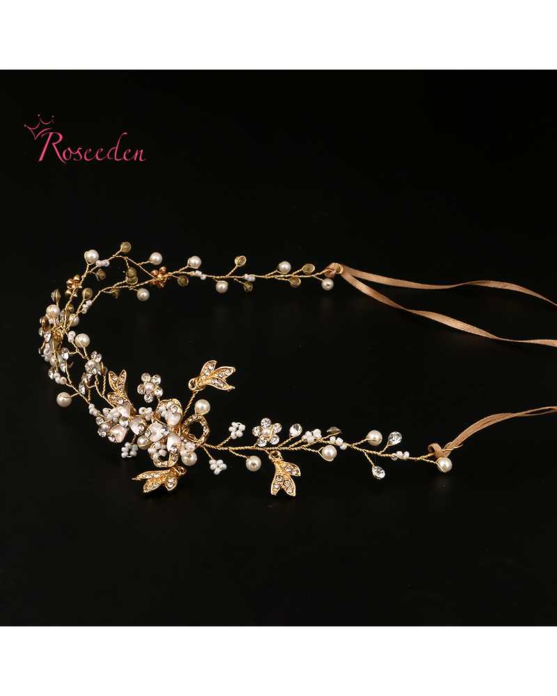 Golden Flower Pearl Crystal Hairwear