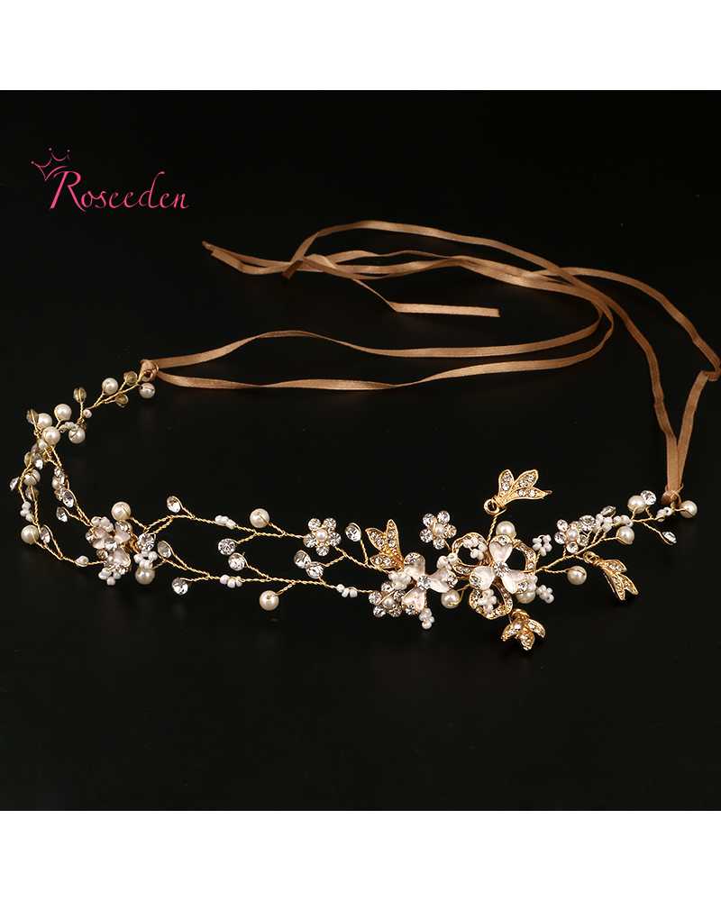 Golden Flower Pearl Crystal Hairwear