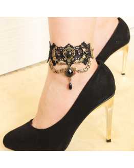 vintage Black Lace Anklet