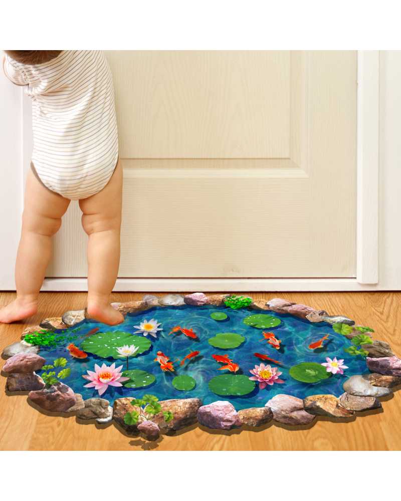 3D Lotus Leaf Fish Pond Floor Sticker