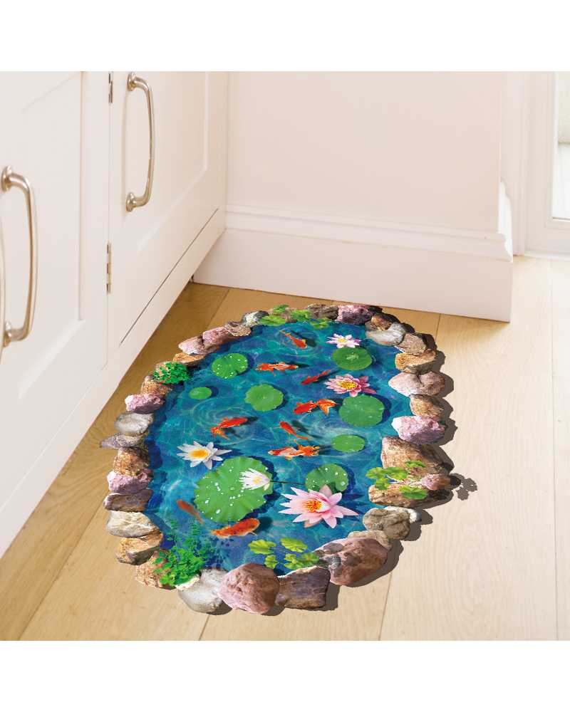 3D Lotus Leaf Fish Pond Floor Sticker