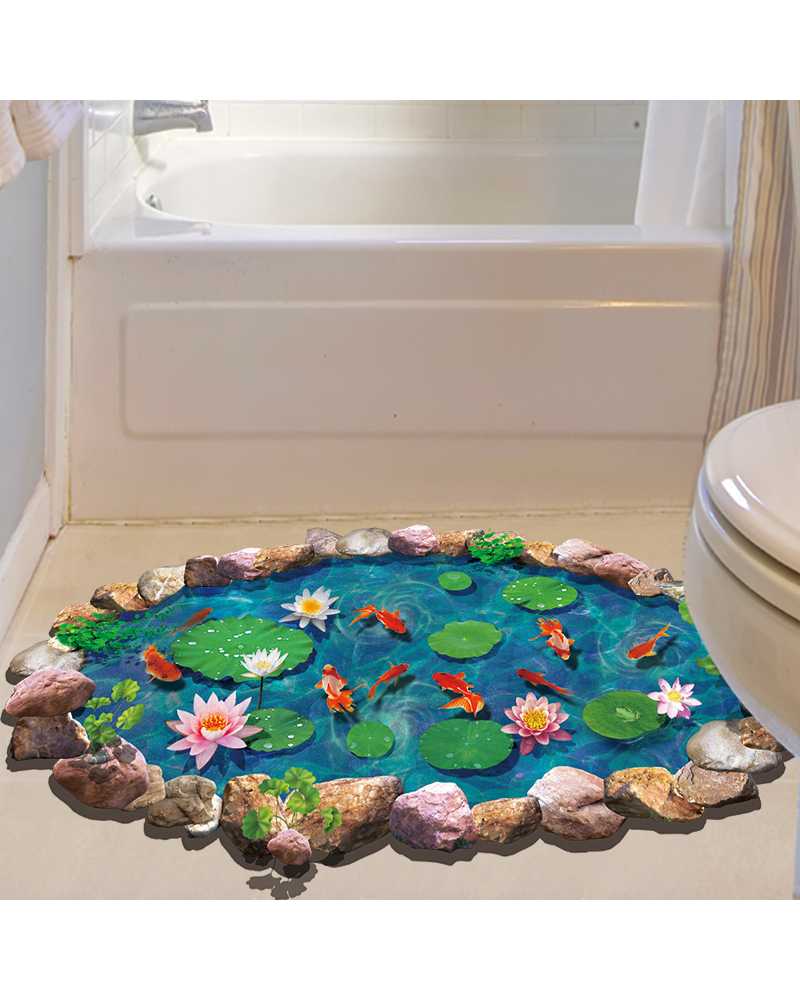3D Lotus Leaf Fish Pond Floor Sticker