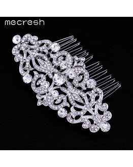European Floral Crystal Comb Hair Clip