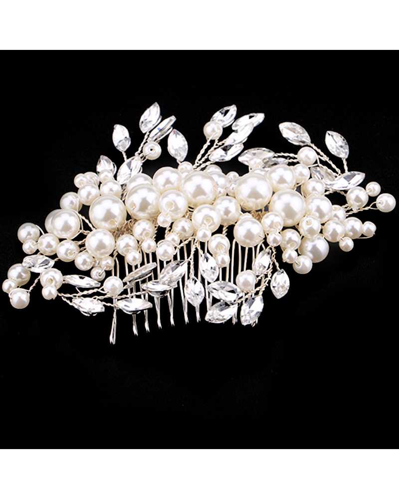 Pearl Crystal Flower Comb Hair Clip