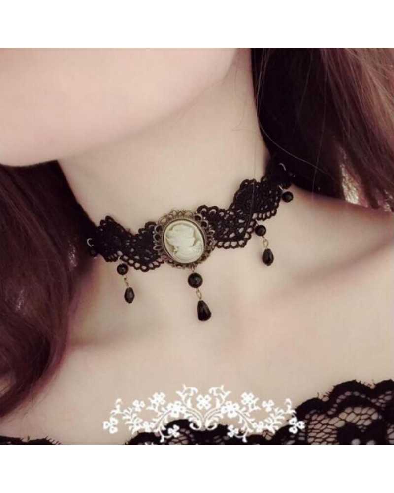 Lady Black Lace Chocker Neck Wear
