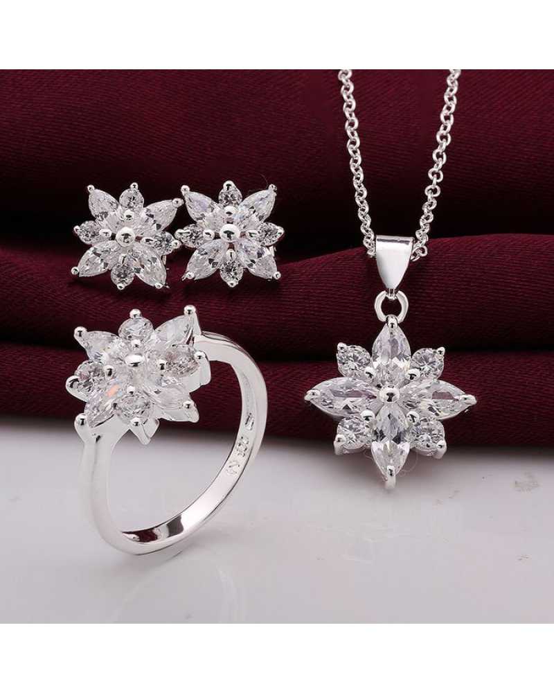 Hot Sale Snowflake Crystal Pendant With Earrings