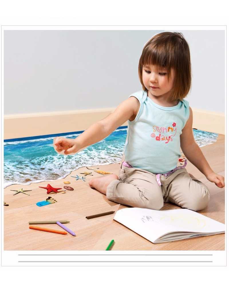 3D Blue Seaside Floor Sticker