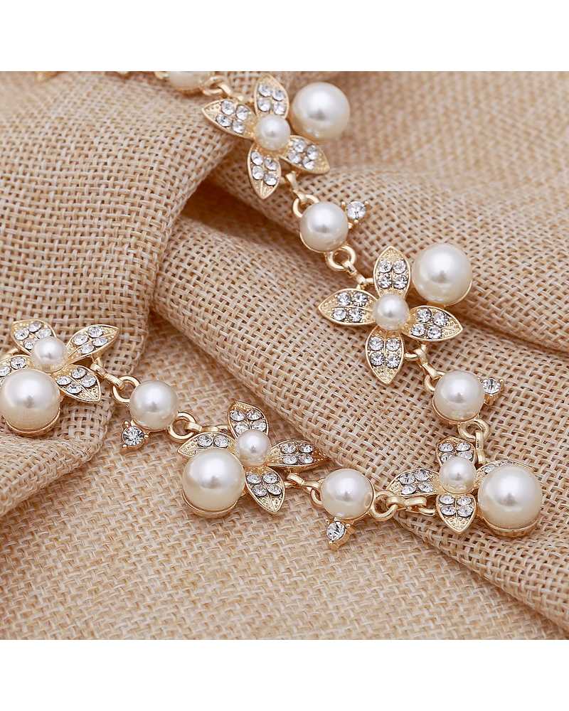 Gold Plated Crystal Pearl Necklace