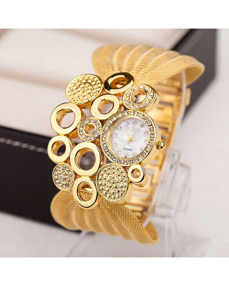 Luxury Rhinestone Quartz Bracelet Watch Ladies Fashion - Temu