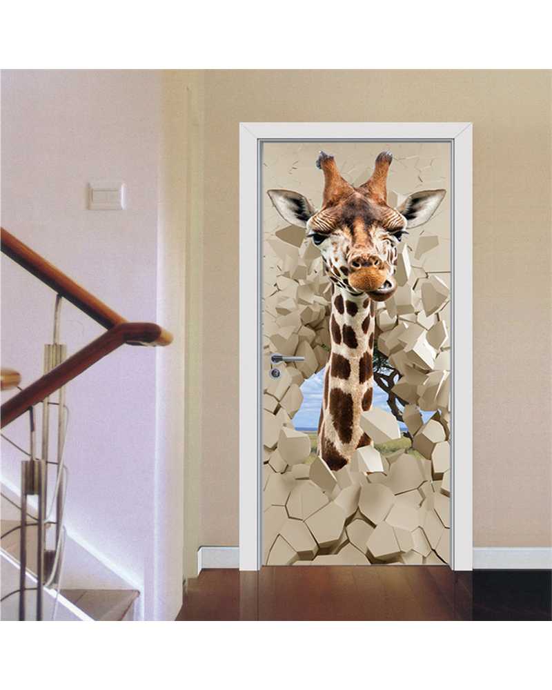 3D Giraffe Waterproof Door Stickers