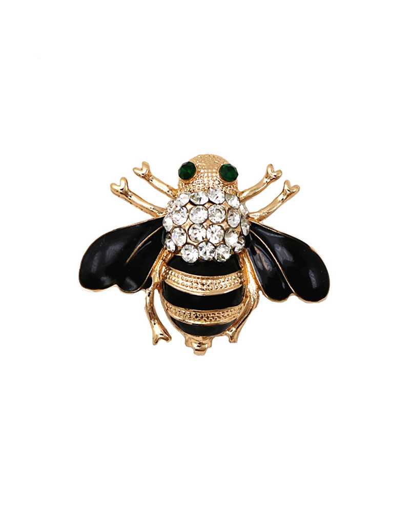Black Bee Crystal Brooch