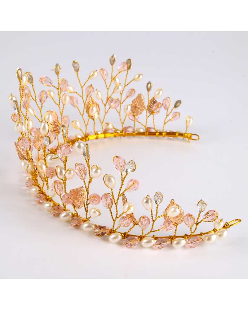 Floristic Crystal & Pearl Tiara / Crown :: Wowflashy.com