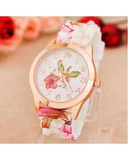 Multi Flower Print Women Wrist Watch